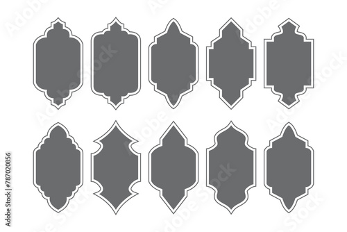 luxury arch vintage old classic arabic islamic banner text box title frame border labels set