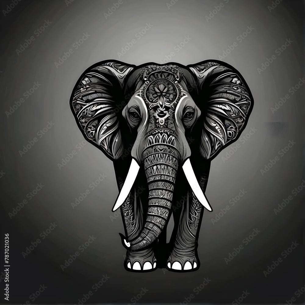 Obraz premium Elephant Logo Templates flat desain ,background black