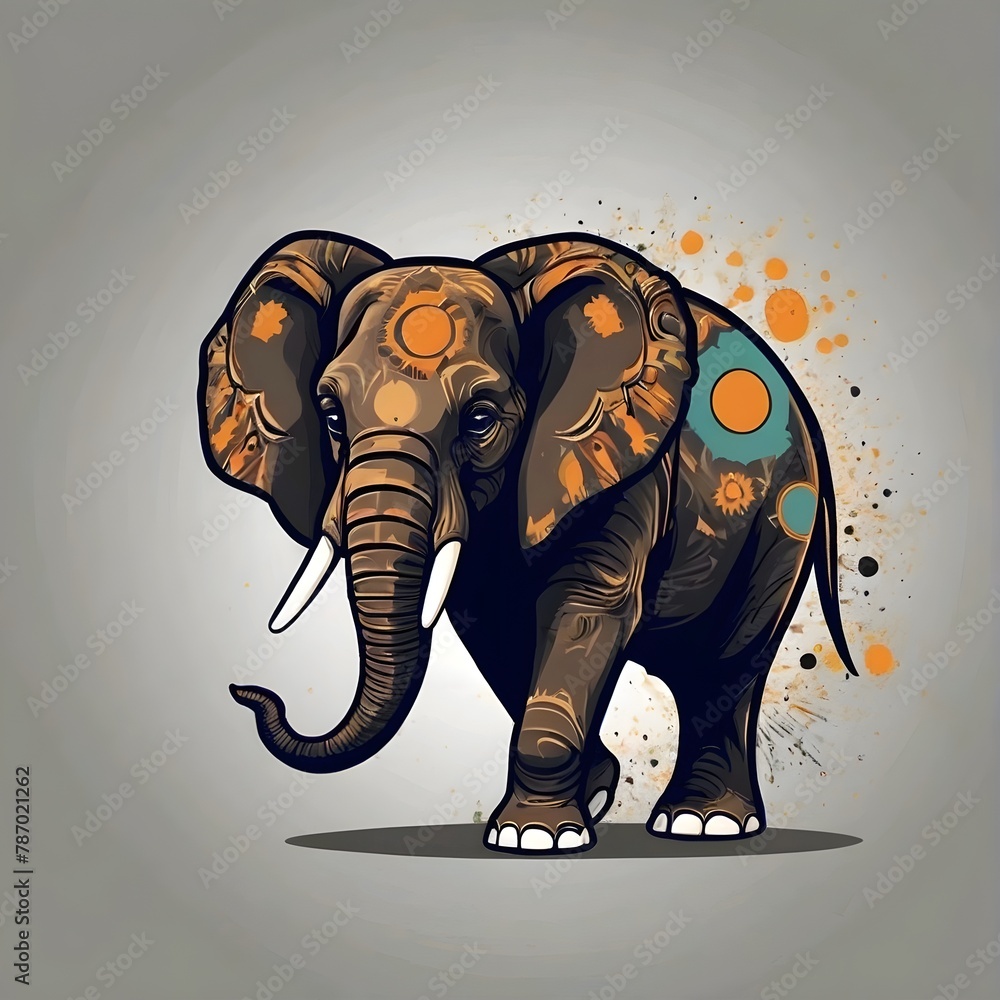 Obraz premium Elephant Logo Templates flat desain ,background black