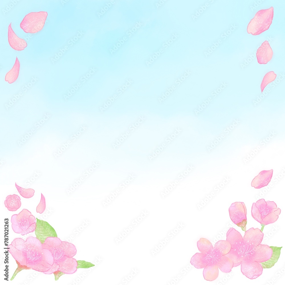 空と桜の正方形の背景
