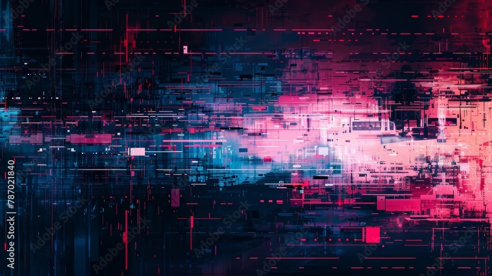 A background with a glitch effect, featuring distorted shapes and fragmented lines, resembling a corrupted digital image. A background with a glitch effect, featuring distorted shapes and fragmented lines, resembling a corrupted digital image.