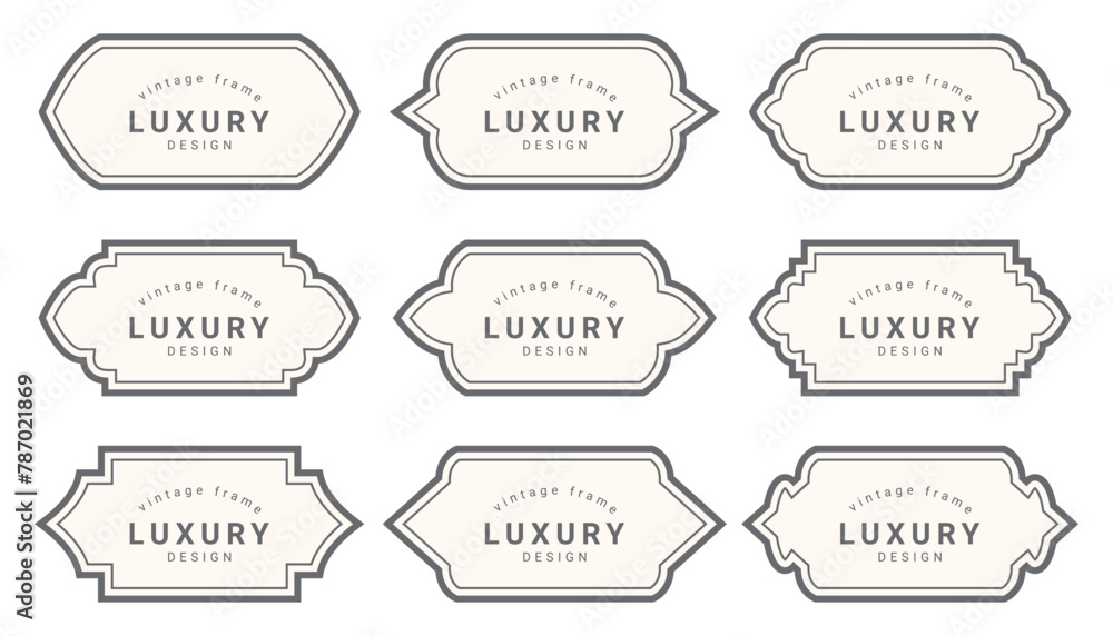 luxury flat vintage old classic arabic islamic banner text box title frame border labels set 
