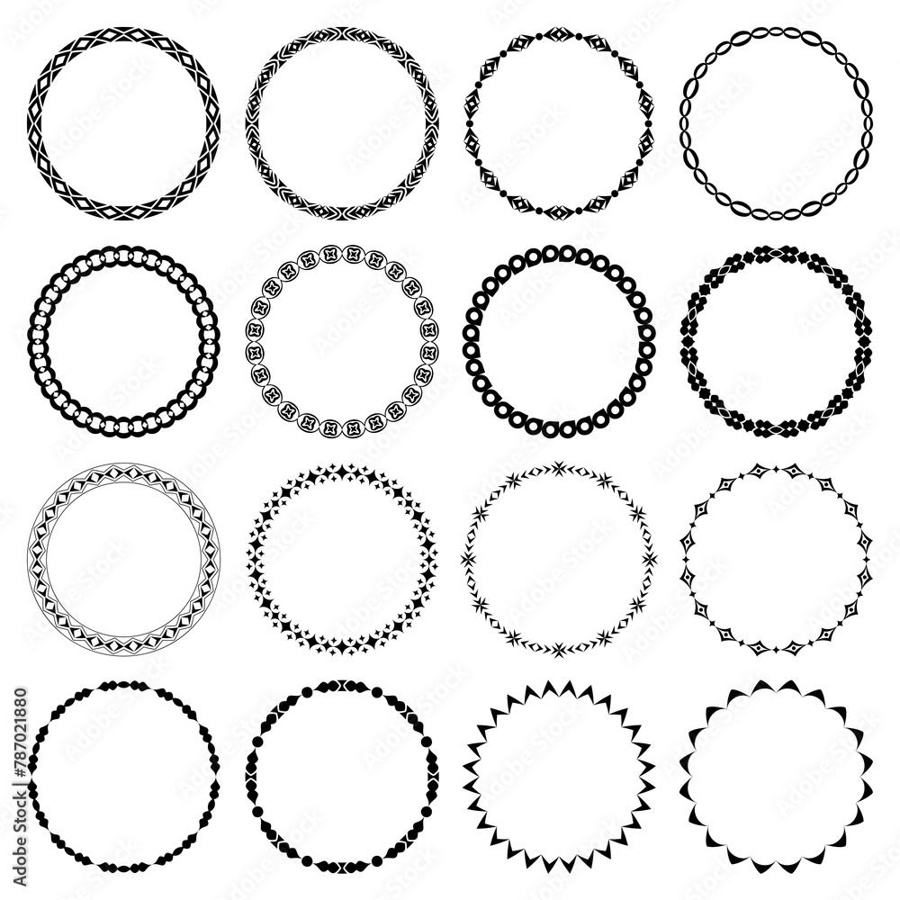 Vector collection of round narrow and thin black frames Vector collection of round narrow and thin black frames