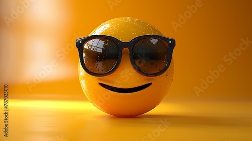 a cool sunglasses emoji against a sunny yellow backdrop, in stunning 8k full ultra HD.