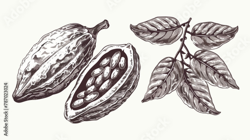 Hand drawn cocoa beans in vintage style Vector illustration