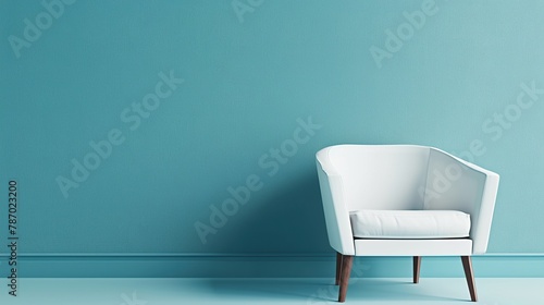 Room interior with blue wall background