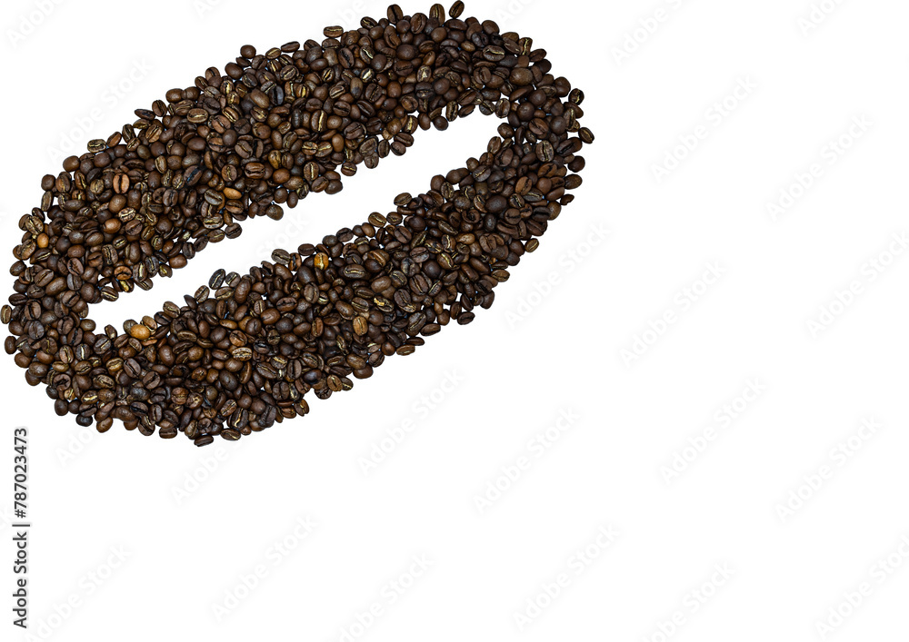 big coffee bean in a corner on white background big coffee bean in a corner on white background