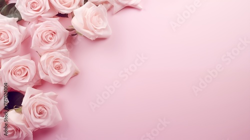 Elegant bouquet of pink roses on a soft pastel background