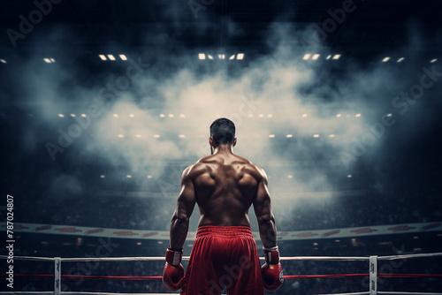 AI generated picture of determined confident boxer ready to start boxing © Tetiana