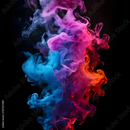 smoke on black Diffuse has a variety of colors of flame background black color clashing ai generate.