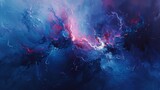Cosmic Burst Abstract Art in Blue and Magenta