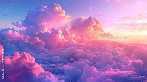 Majestic sky background with vibrant hues of pink and purple during a twilight hour photo