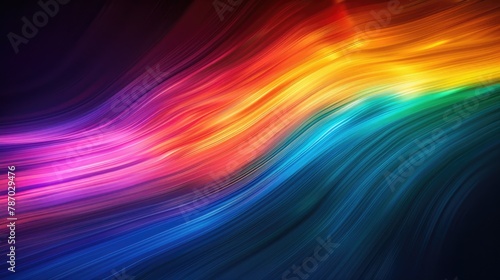 Rainbow-colored light streaks against a dark background