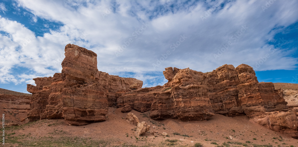 Rock Formation Charyn Canyon National Park South East Kazakhstan, Central Asia Travel Mountain Landscape.