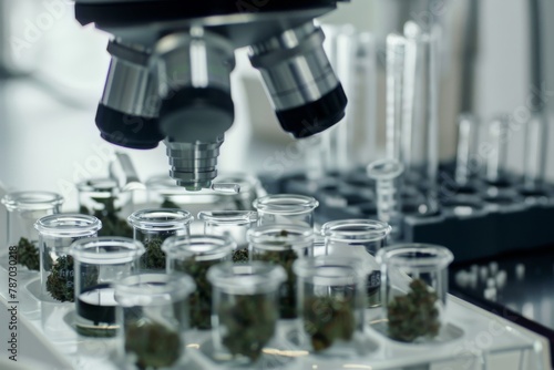 microscope in laboratory, medical marijuana