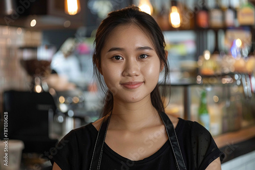 High skilled barman barista person making shaking cocktails coffee drinks in bar Generative AI picture