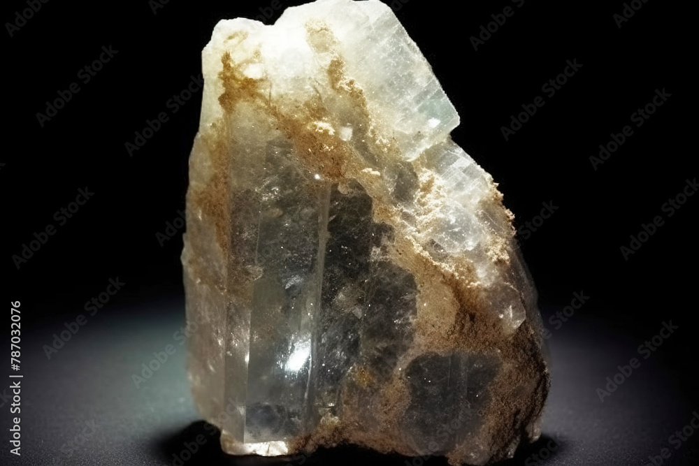Meionite Quartz fossil mineral stone. Geological crystalline fossil. Dark background close-up. Meionite Quartz fossil mineral stone. Geological crystalline fossil. Dark background close-up.