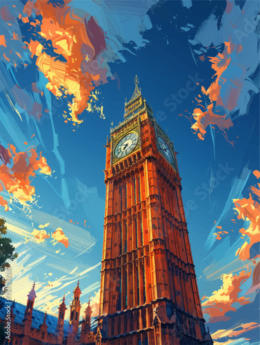 Vectorial illustration of big ben, london postcard
