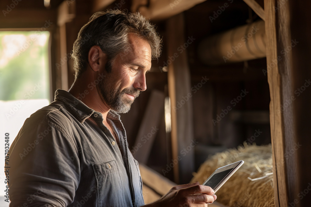 Portrait of a confident happy farm owner worker created with generative AI Portrait of a confident happy farm owner worker created with generative AI