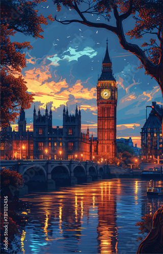 Vectorial illustration of big ben, london postcard