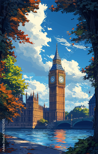 Vectorial illustration of big ben, london postcard