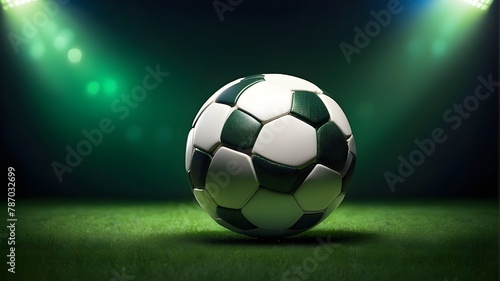 Soccer ball in green and lighting ground, football, sport, background, goal, ground, soccer, stadium, team, ball, field, grass, green, competition, game, play, light, activity, arena, championship,  © Adnan