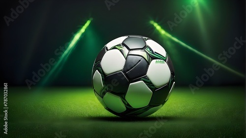 Soccer ball in green and lighting ground  football  sport  background  goal  ground  soccer  stadium  team  ball  field  grass  green  competition  game  play  light  activity  arena  championship  