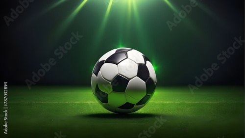 Soccer ball in green and lighting ground  football  sport  background  goal  ground  soccer  stadium  team  ball  field  grass  green  competition  game  play  light  activity  arena  championship  