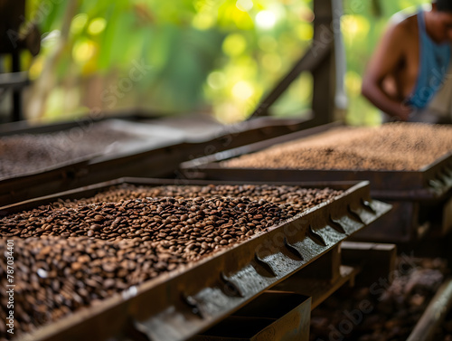 Coffee beans drying in the sun.