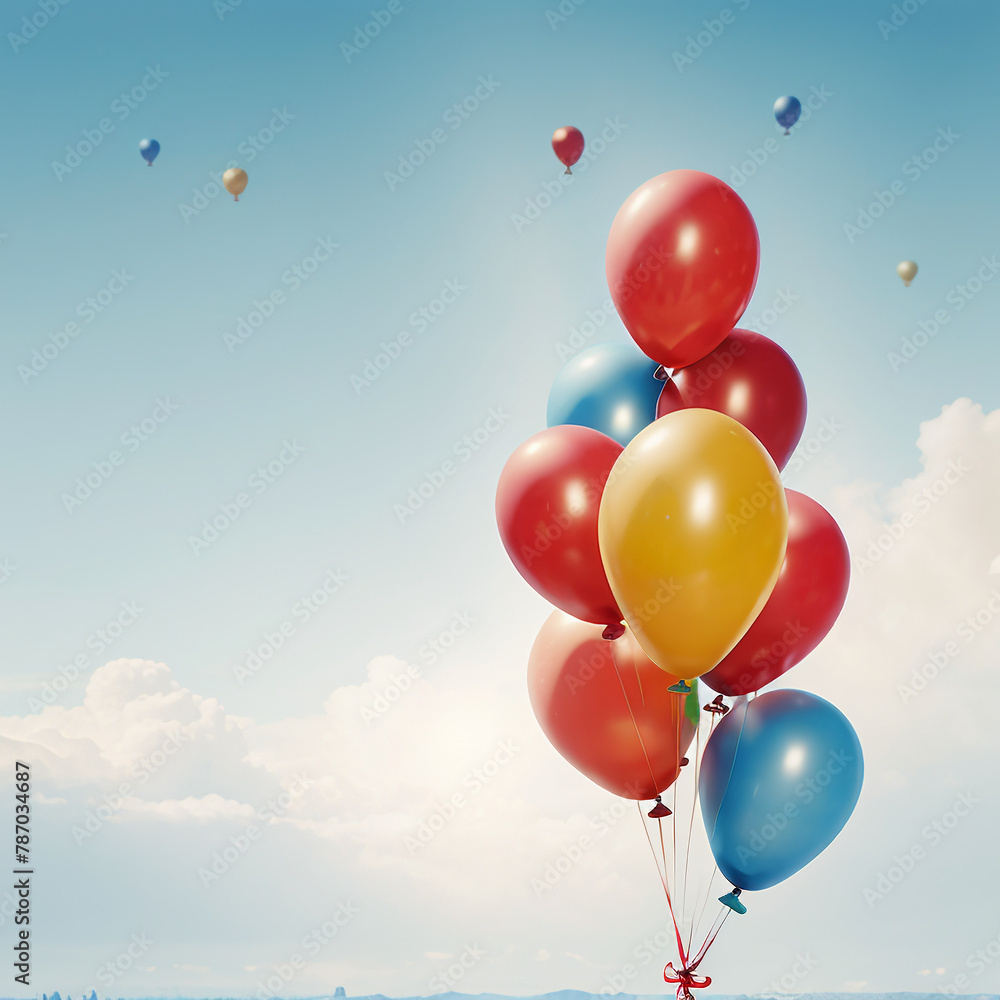 festive sky background with colorful balloons with copy space festive sky background with colorful balloons with copy space