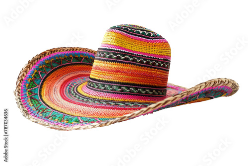 A traditional colorful mexican sombrero hat isolated on a white background