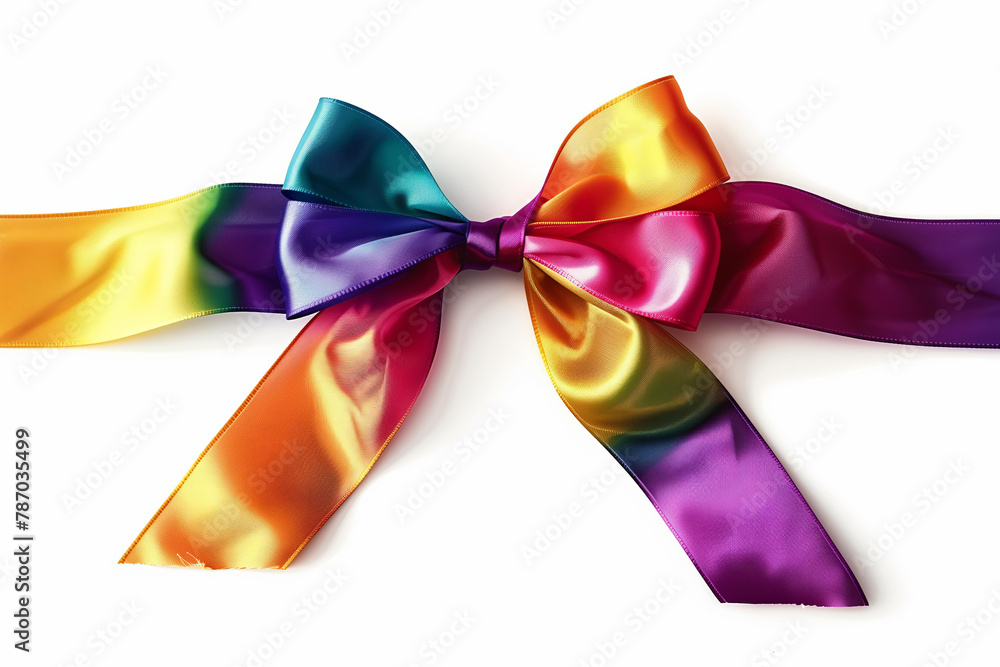 rainbow color satin bow with ribbon isolated on white background
rainbow color satin bow with ribbon isolated on white background