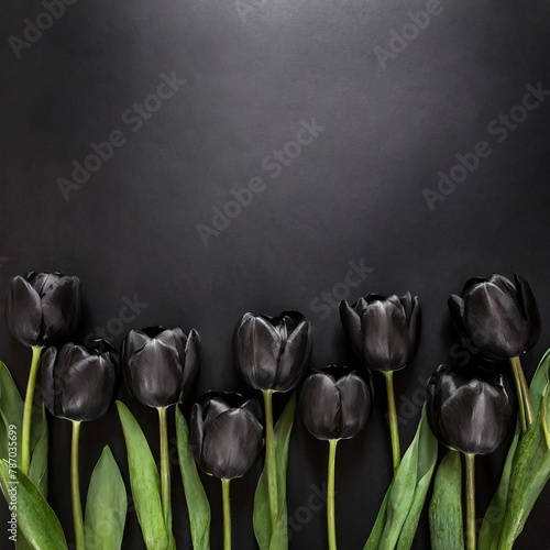 Czarne tulipany na czarnym tle  © grafik Monika Janiak