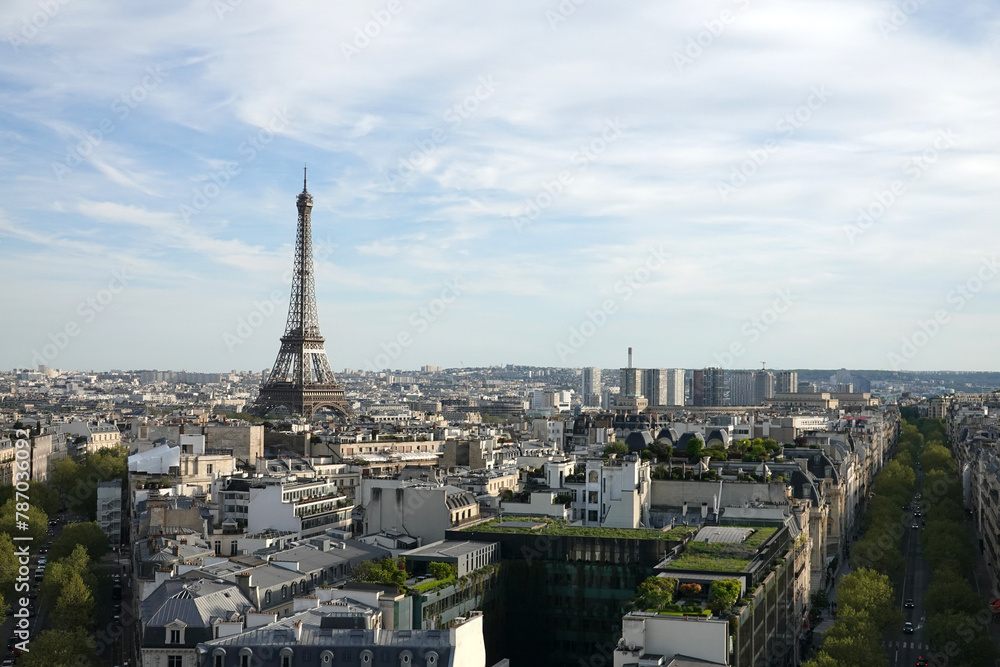 Vue sur la Tour Eiffel depuis la terrasse de l'arc de Triomphe