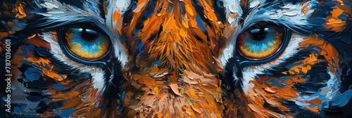 This digital painting illustrates an owl's face with a colorful and chaotic brush stroke technique