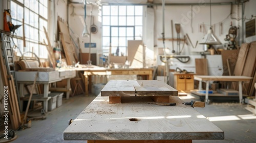 Spacious Carpentry Workshop with Sunlight  Tools  and Workbenches