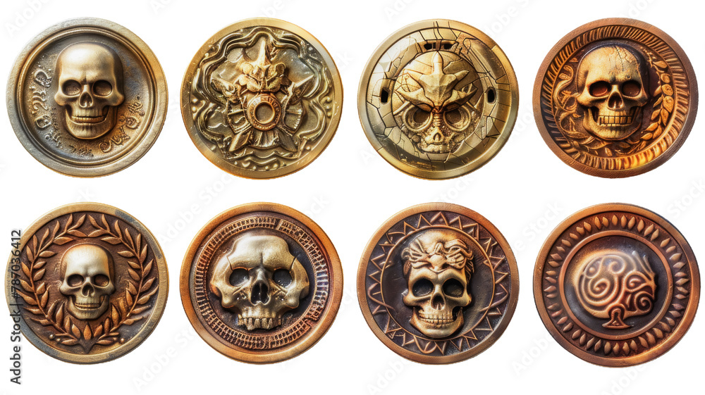 Gold Coins with Monster isolated Gold Coins with Monster isolated
