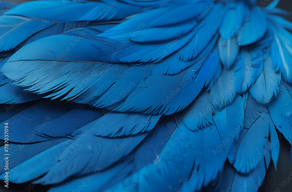 Fototapeta Blue macaw bird feathers, detailed, background for design, wallpaper