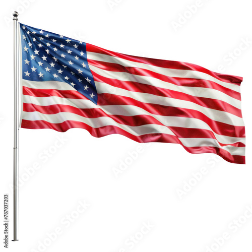 American Flag on stand isolated on transparency background PNG