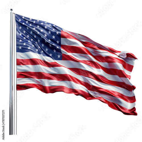 American flag waving isolated on transparency background PNG