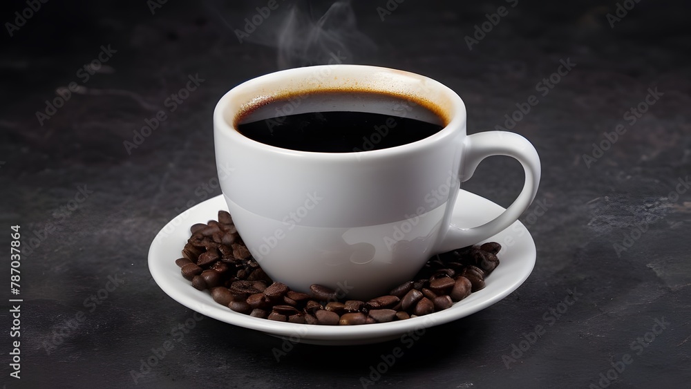 A coffee mug showcased against a black background A coffee mug showcased against a black background