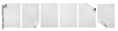 white paper wrinkled poster template ,blank glued creased paper sheet mockup. empty paper mockup. clipping path. photo
