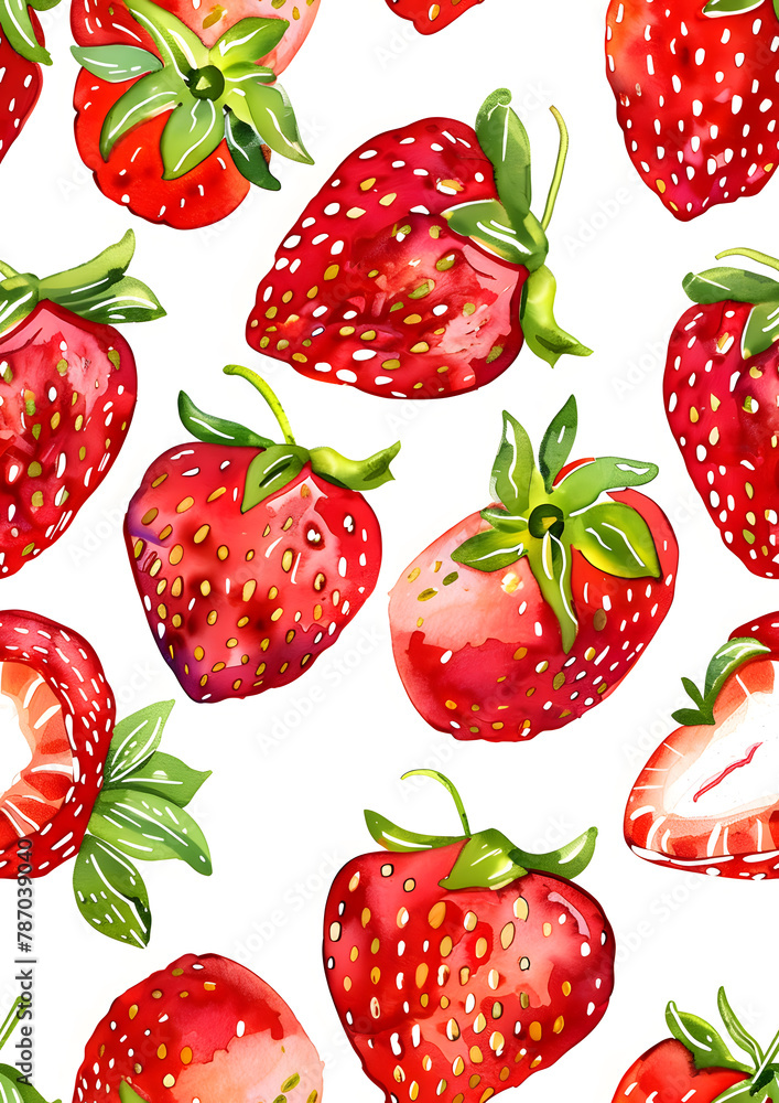 Seamless hand drawn pattern with cute strawberries Seamless hand drawn pattern with cute strawberries