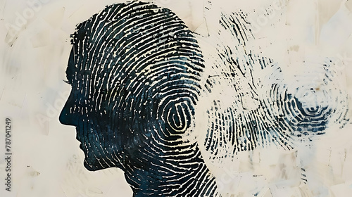 silhouette of front facing human head made out of a fingerprint photo