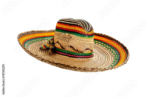 A traditional colorful mexican sombrero hat isolated on a white background