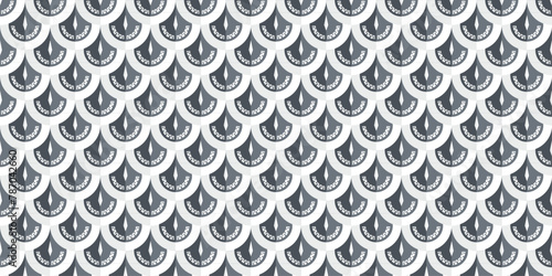 Seamless pattern of black color scales with ancient symbols for wallpaper  background and fabric