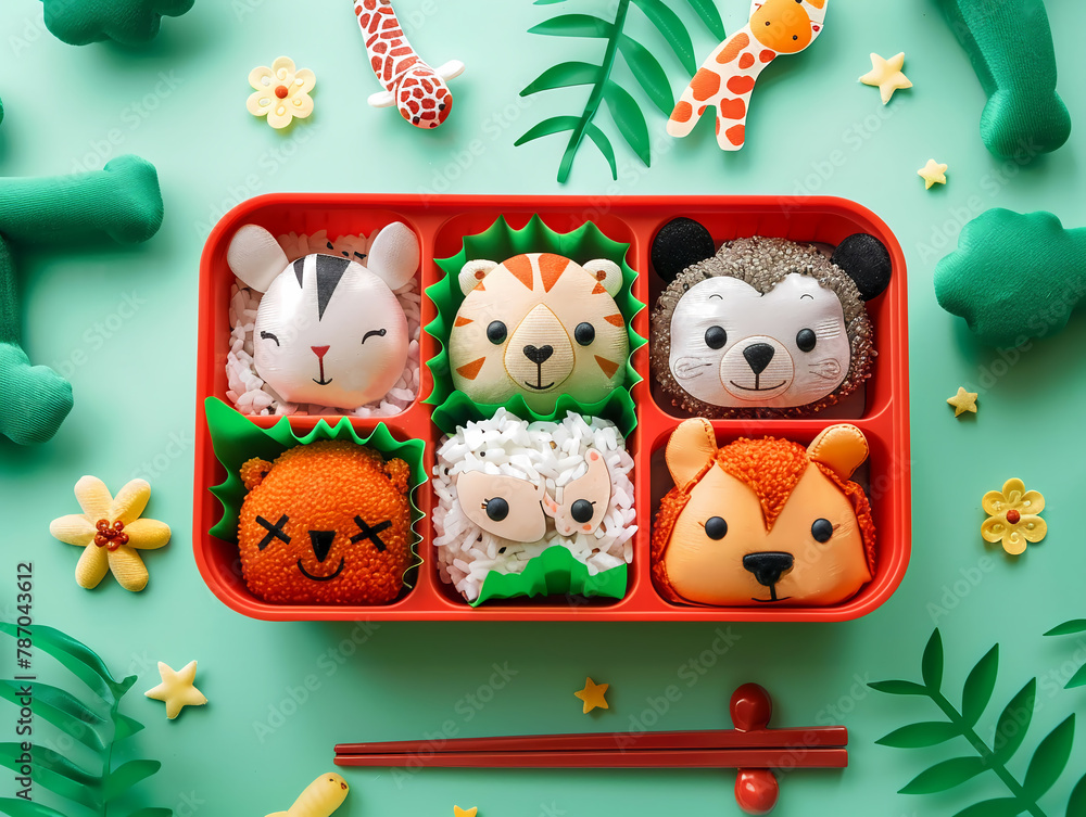 Safari animal's rice in a bento box Safari animal's rice in a bento box