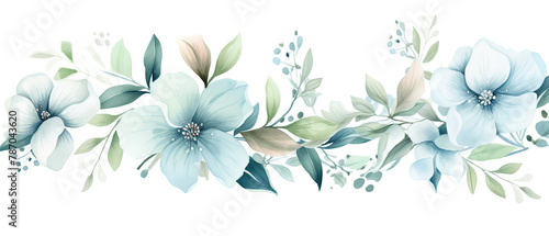 a watercolor painting of a blue flower on a white background