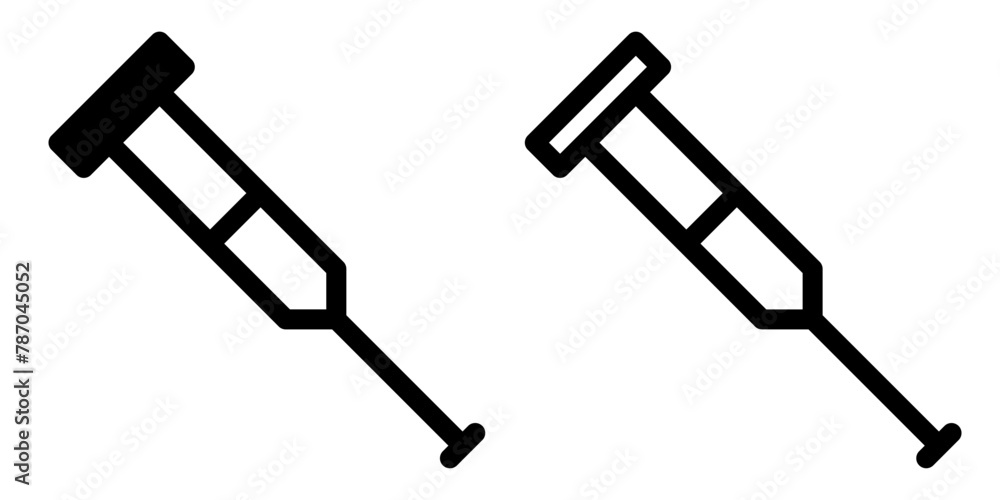 crutch icon, sign, or symbol in glyph and line style isolated on transparent background. Vector illustration crutch icon, sign, or symbol in glyph and line style isolated on transparent background. Vector illustration