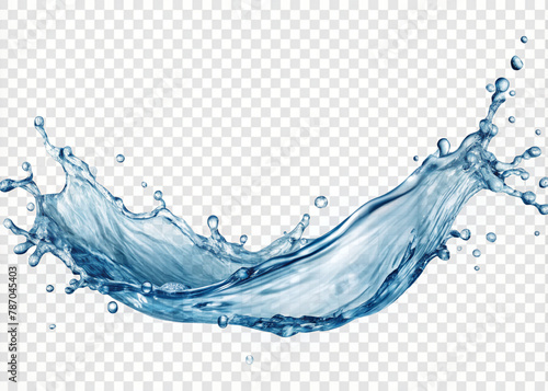 Blue water splash isolated on png transparent background